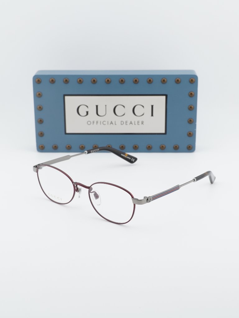 Gucci Gg0591oj 003 Oval Eyeglasses 50mm - Red / Silver